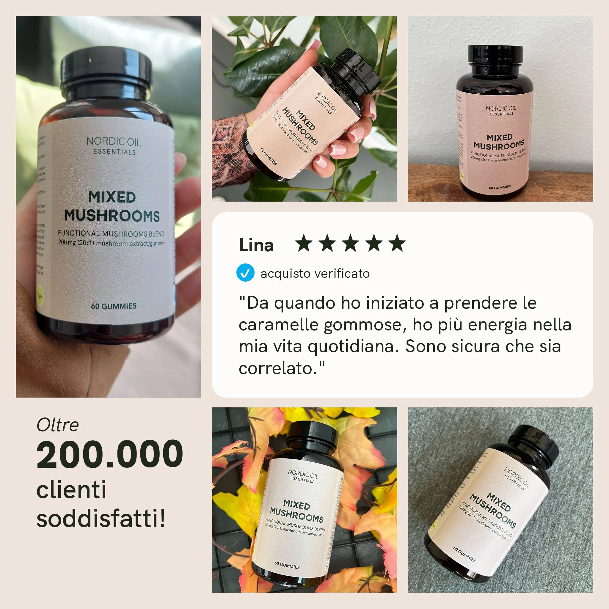 Nordic Oil Funghi Medicinali Gommose 60 Pezzi Vegane