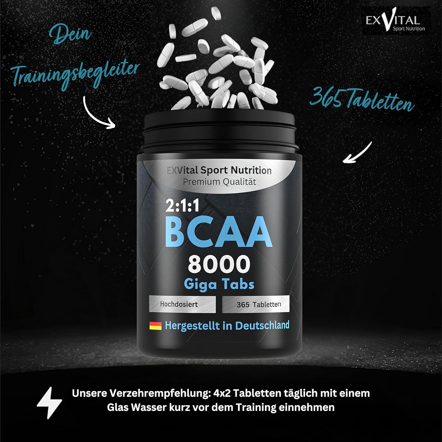 EXVital BCAA 8000 integratore 365 compresse vegane