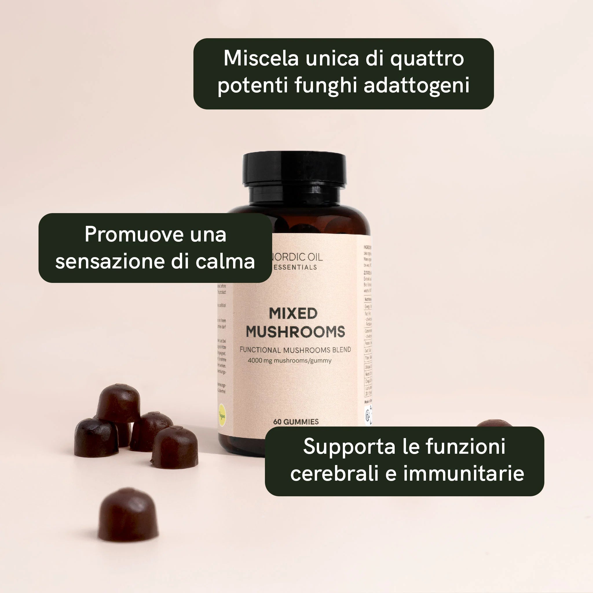 Nordic Oil Funghi Medicinali Gommose 60 Pezzi Vegane