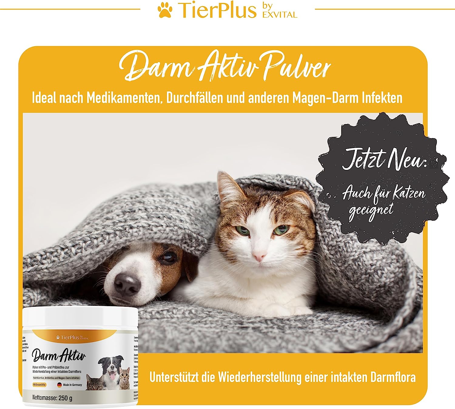 EXVital Darm Aktiv Polvere Cane Gatto 250 g Probiotici