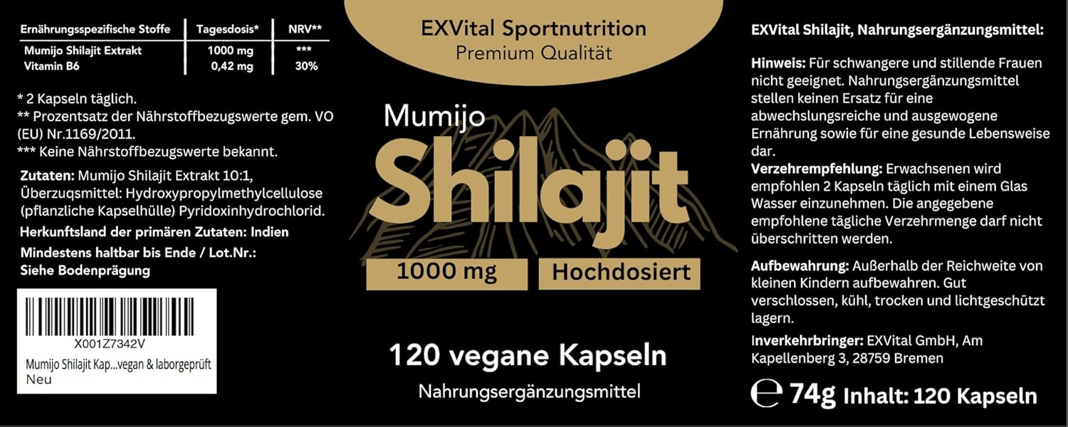 EXVital Gehirn & Fokus Mumijo Shilajit 120 capsule Himalaya