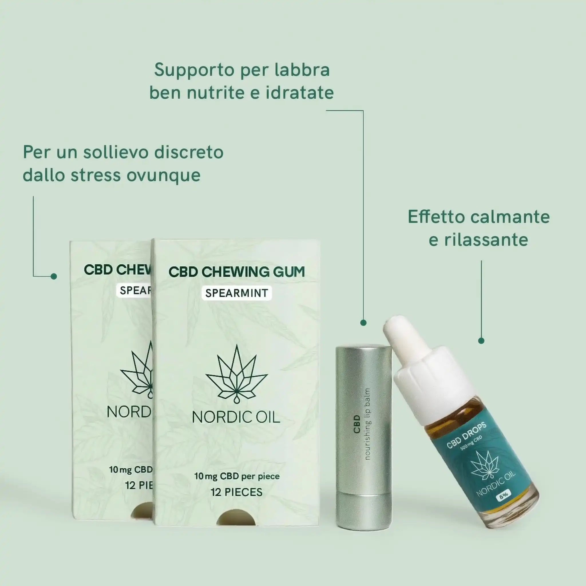 Nordic Oil CBD Oil Plus Starter Kit olio 5% set labbra