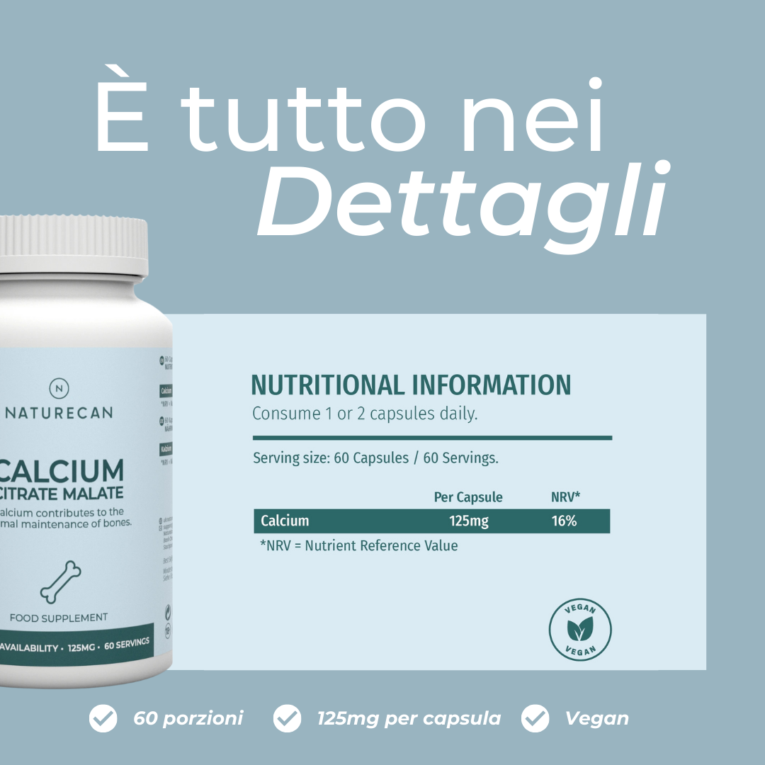 Naturecan Citrato di Calcio Malato 60 Capsule Integratore Ossa