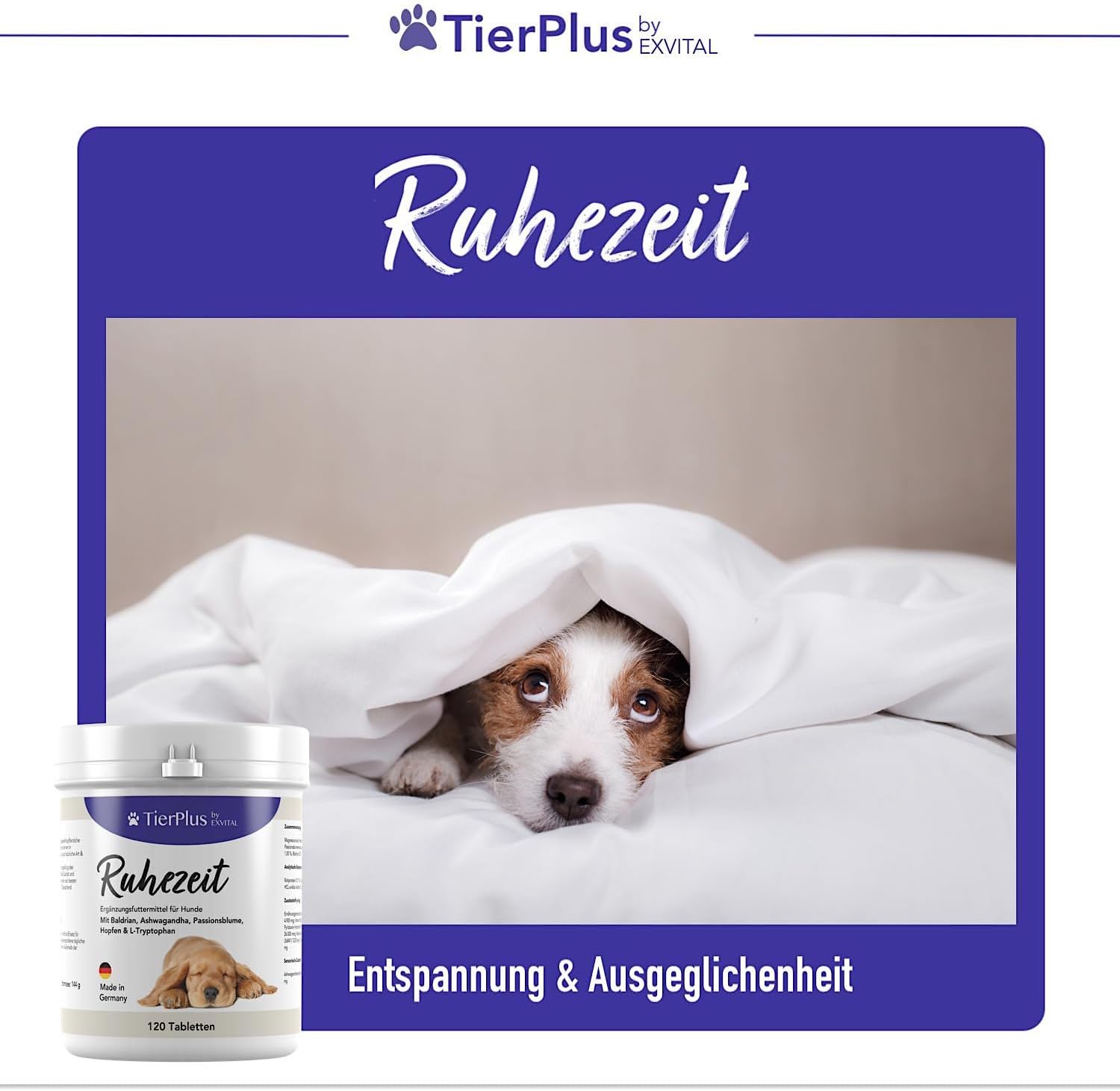 EXVital TierPlus Ruhezeit compresse cani valeriana 120 pezzi