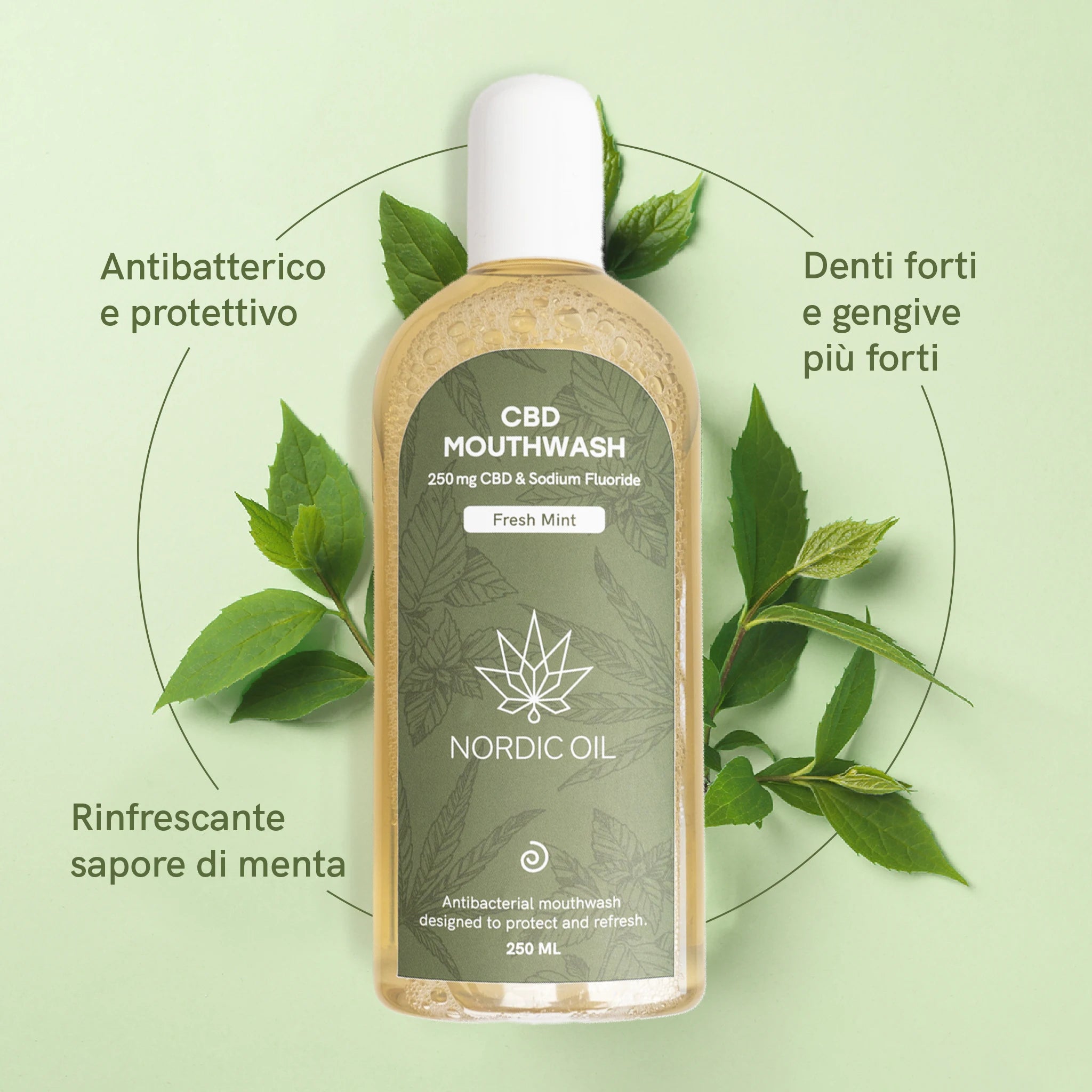 Nordic Oil Collutorio CBD menta senza alcol denti