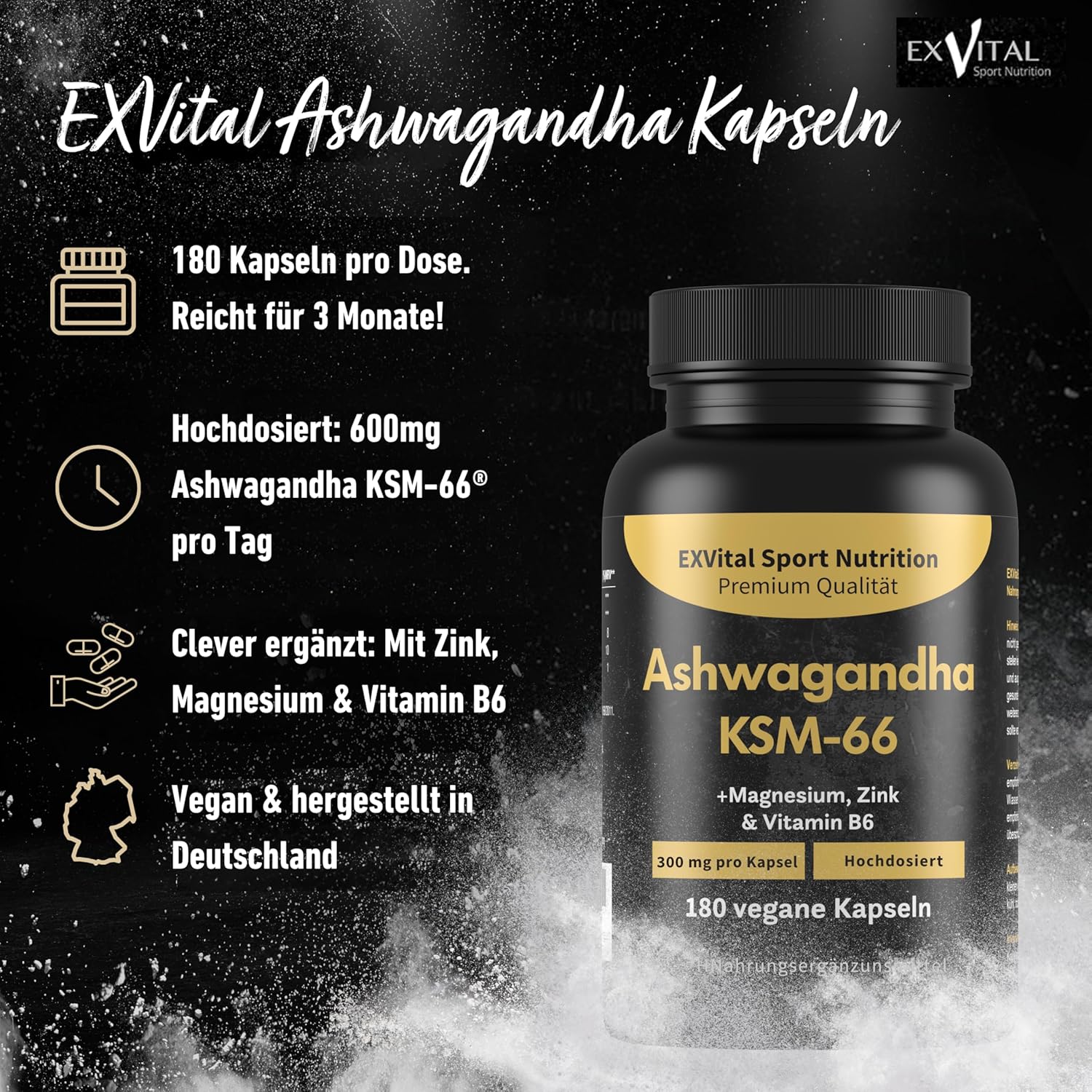 EXVital Schlaf Ashwagandha KSM-66 capsule 180 pezzi 600 mg