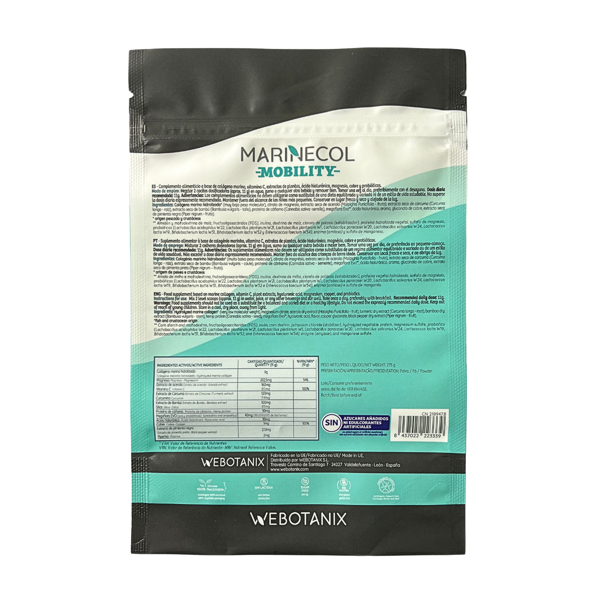 Webotanix MARINECOL Mobility collagene marino 275 g articolazioni