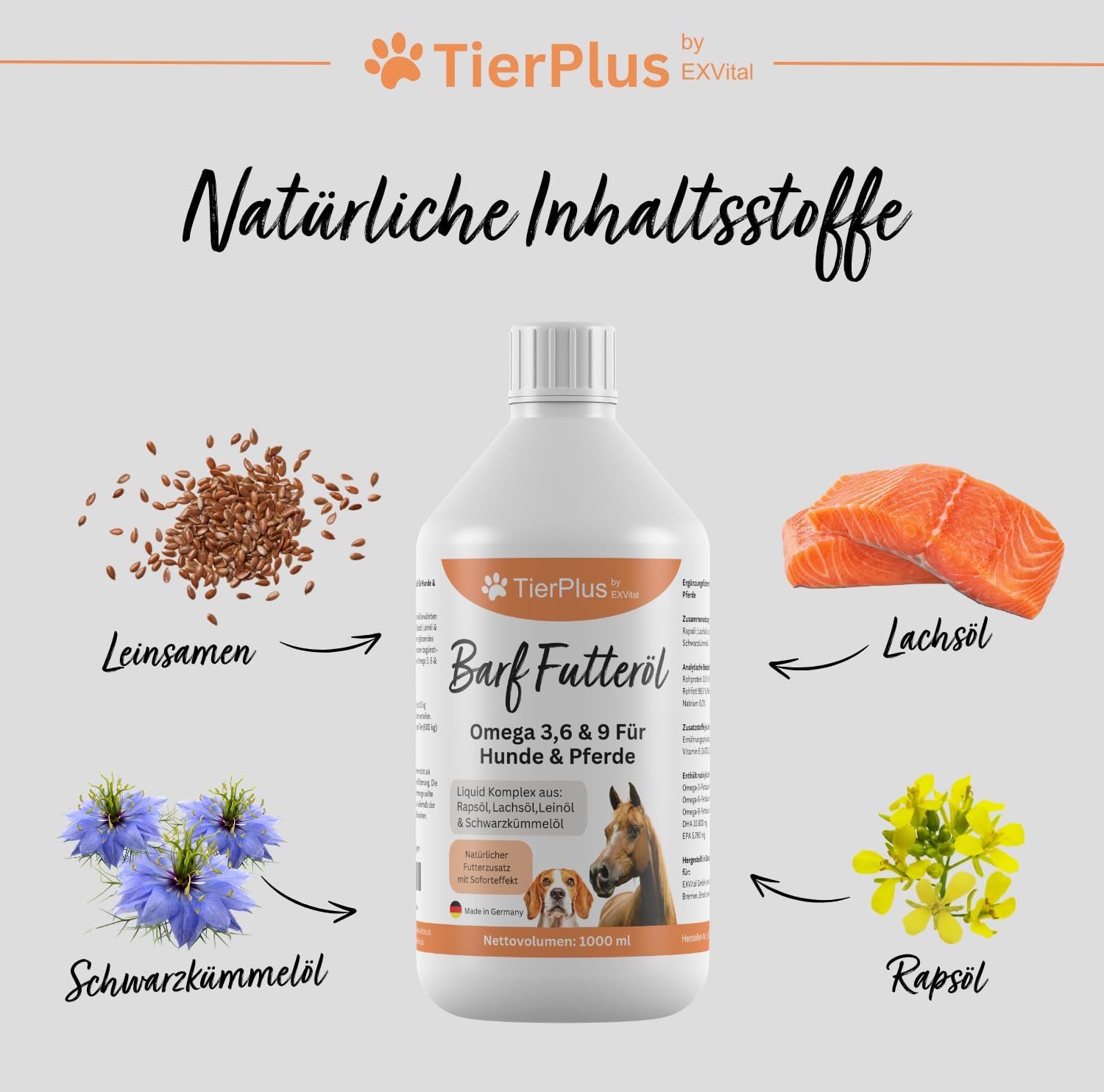 EXVital TierPlus Barf olio cani e cavalli omega 3