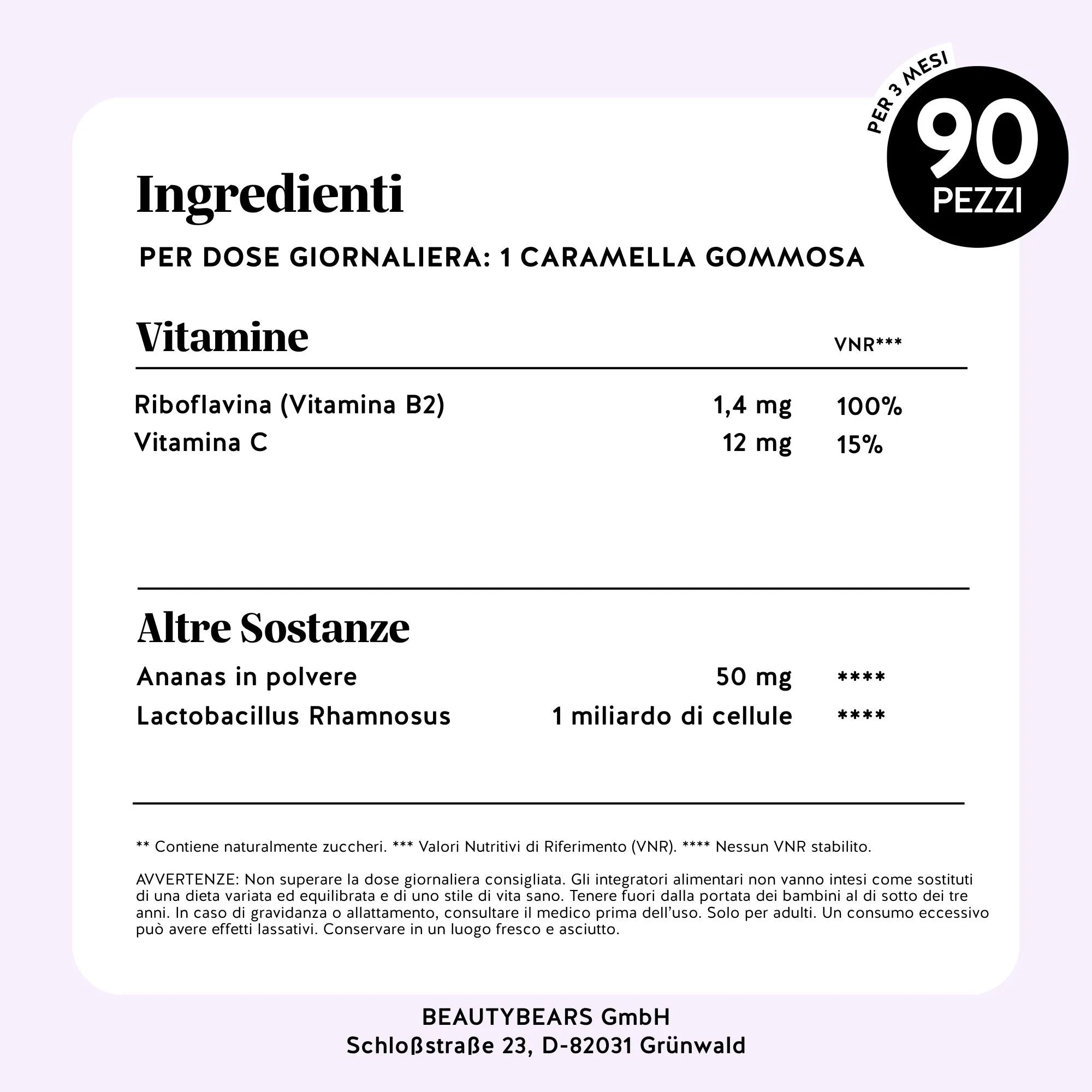 Beauty Bears Intimate Balance Flora Vitamin gommose 45 giorni intimo