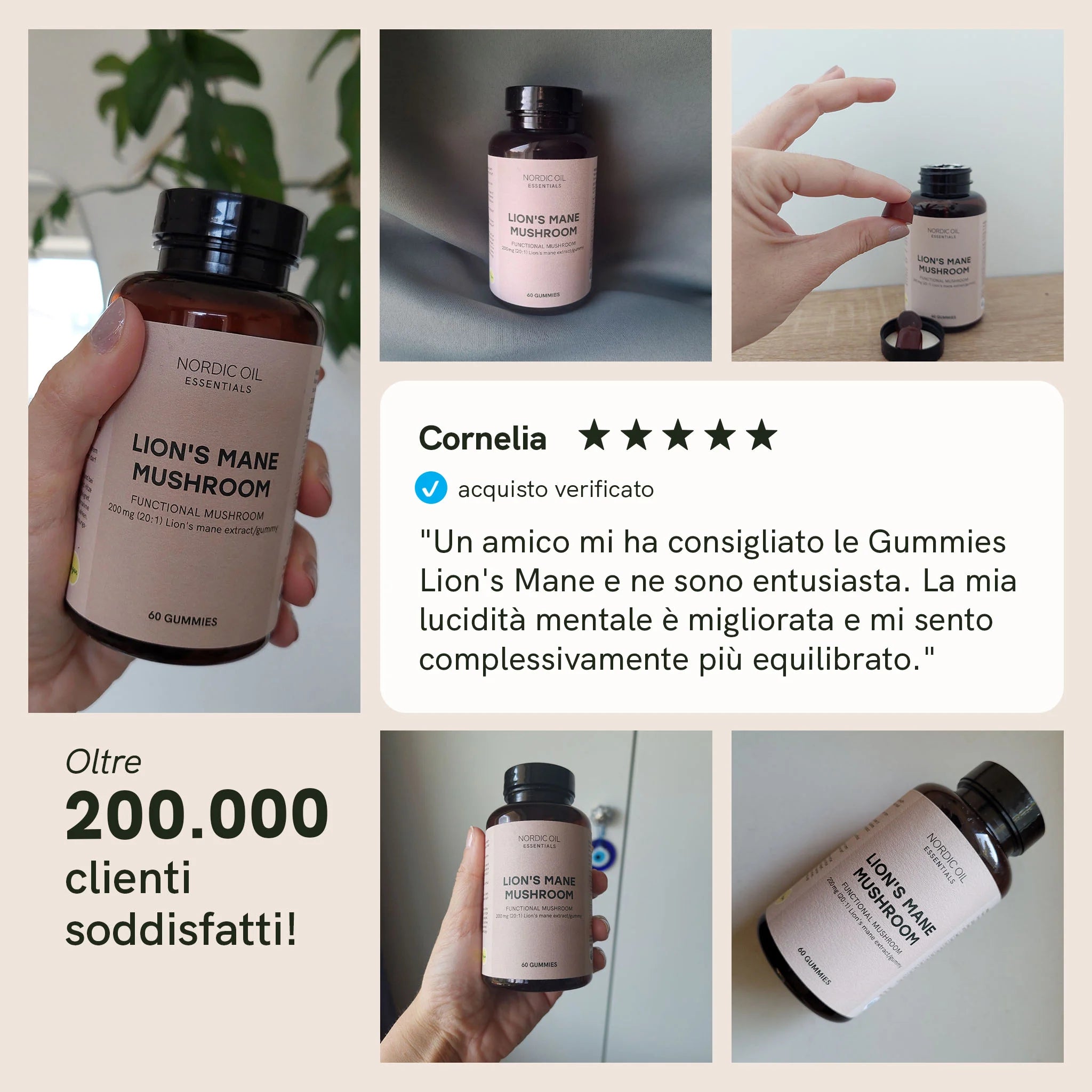 Nordic Oil CBD Gummies Gommose Lion's Mane 60 pezzi vegane