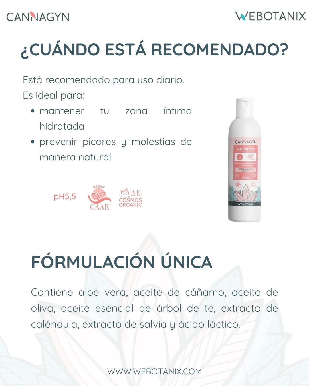 Webotanix Cannagyn Gel intimo BIO 250 ml pH naturale