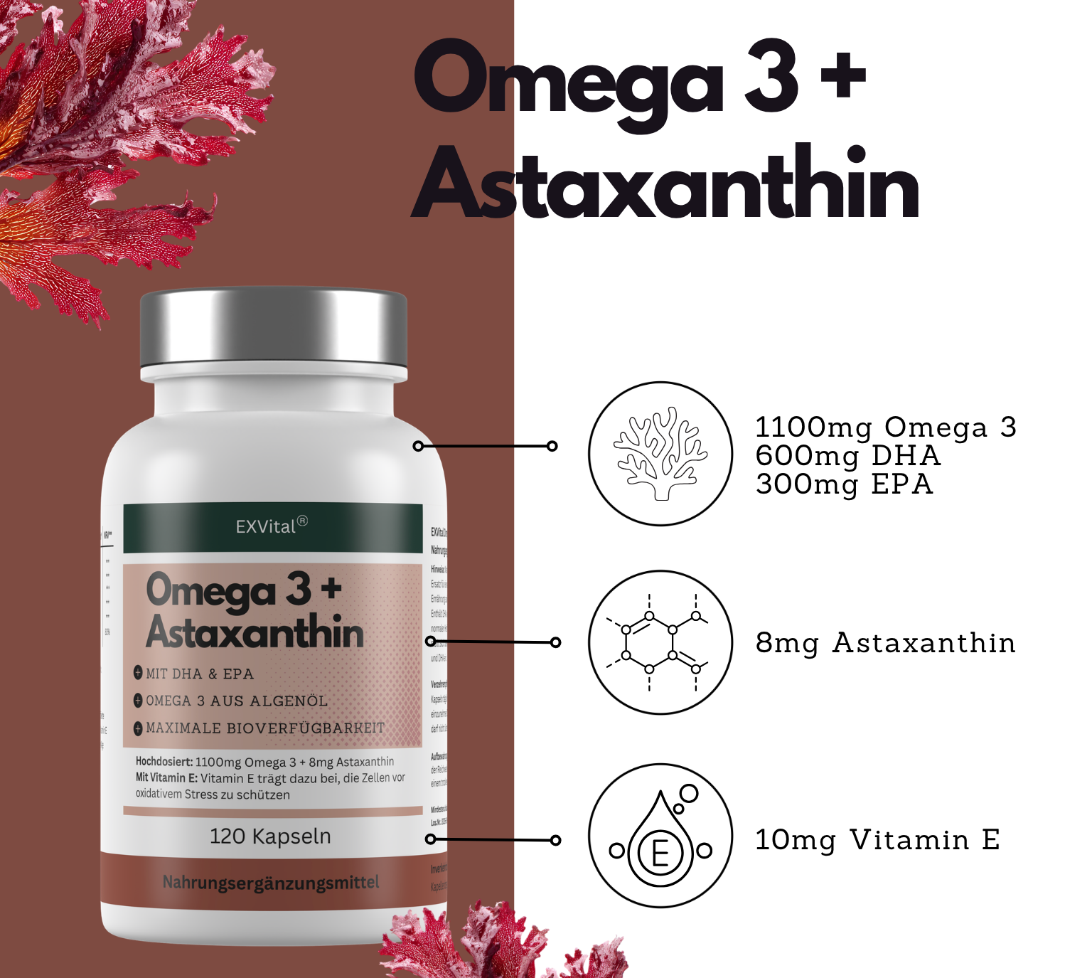 EXVital Omega 3 + Astaxantina 120 capsule DHA EPA