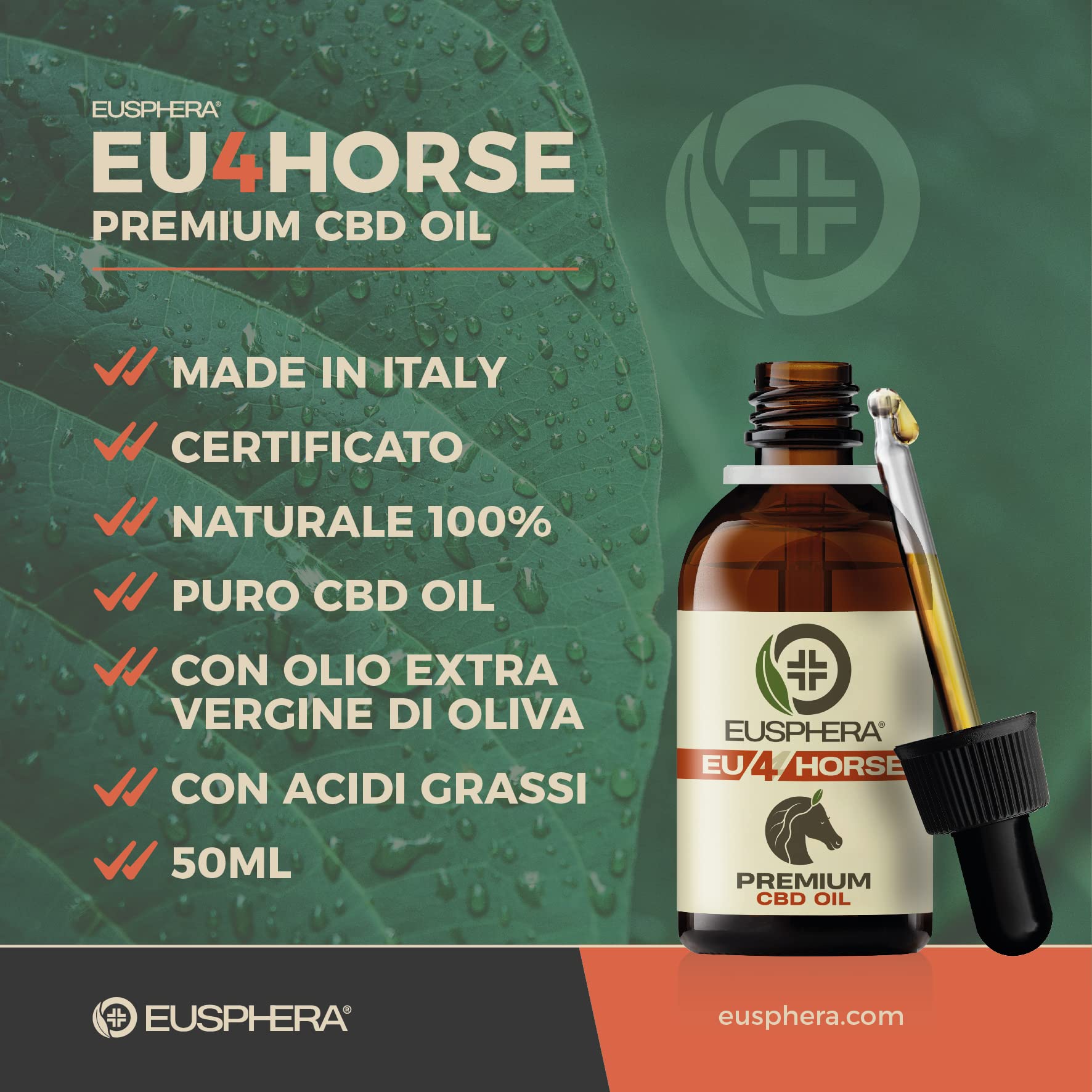 Eusphera EU4HORSE olio per cavalli 50 ml calmante