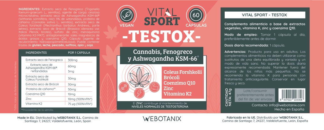 Webotanix Vital Sport Testox capsule 60 con zinco