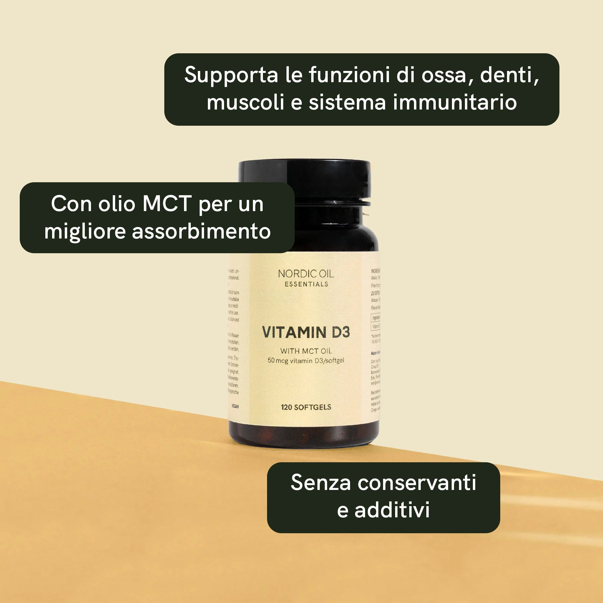 Nordic Oil Vitamina D3 capsule 120 olio MCT vegane
