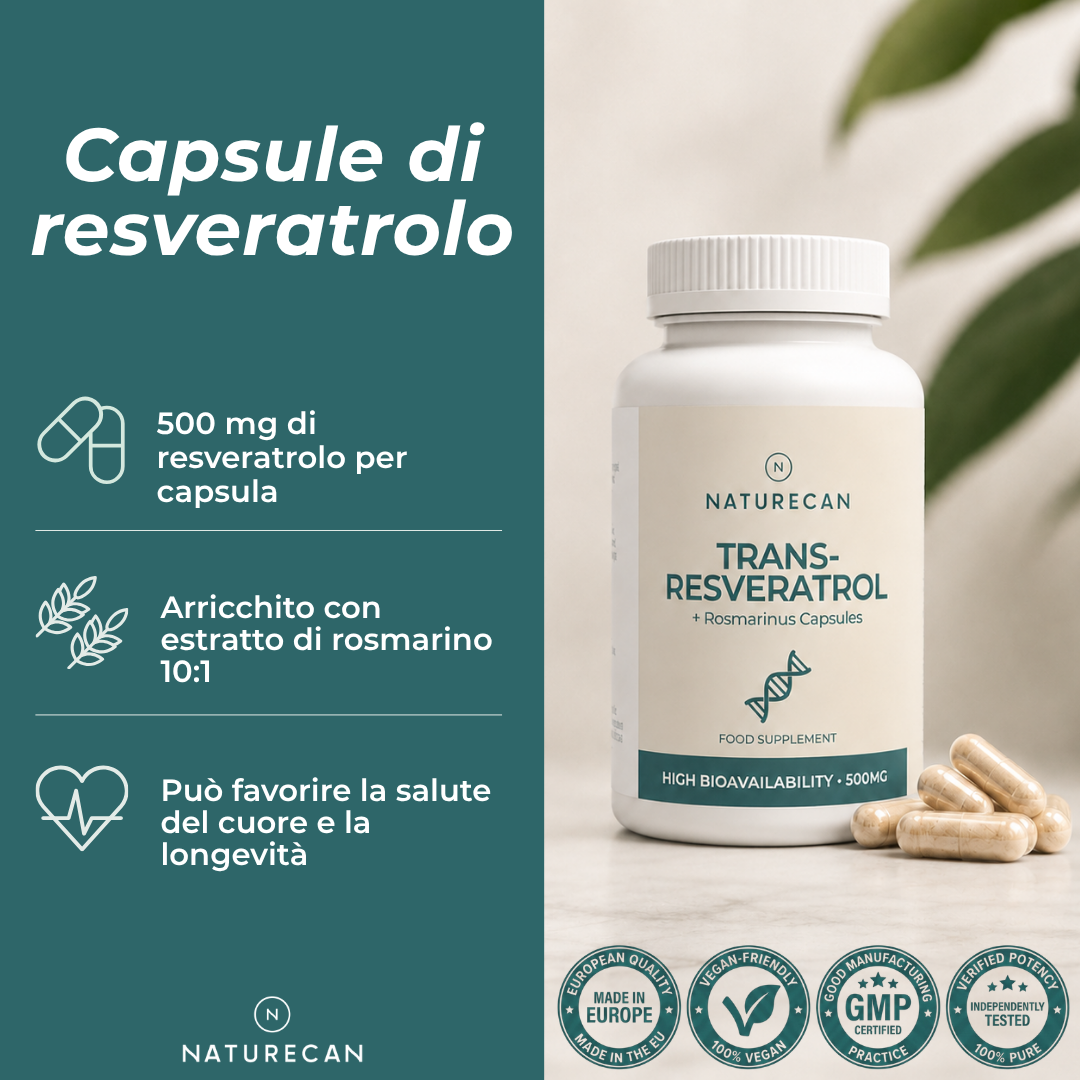 Naturecan Longevity Resveratrolo capsule 60 pz 500 mg