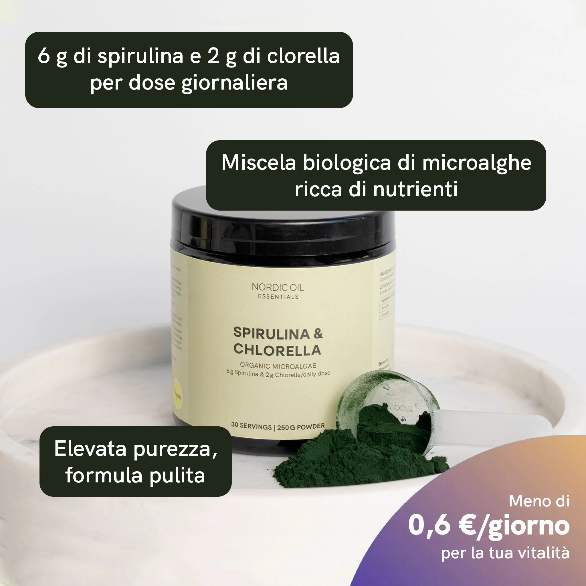Nordic Oil spirulina e clorella polvere bio 250g
