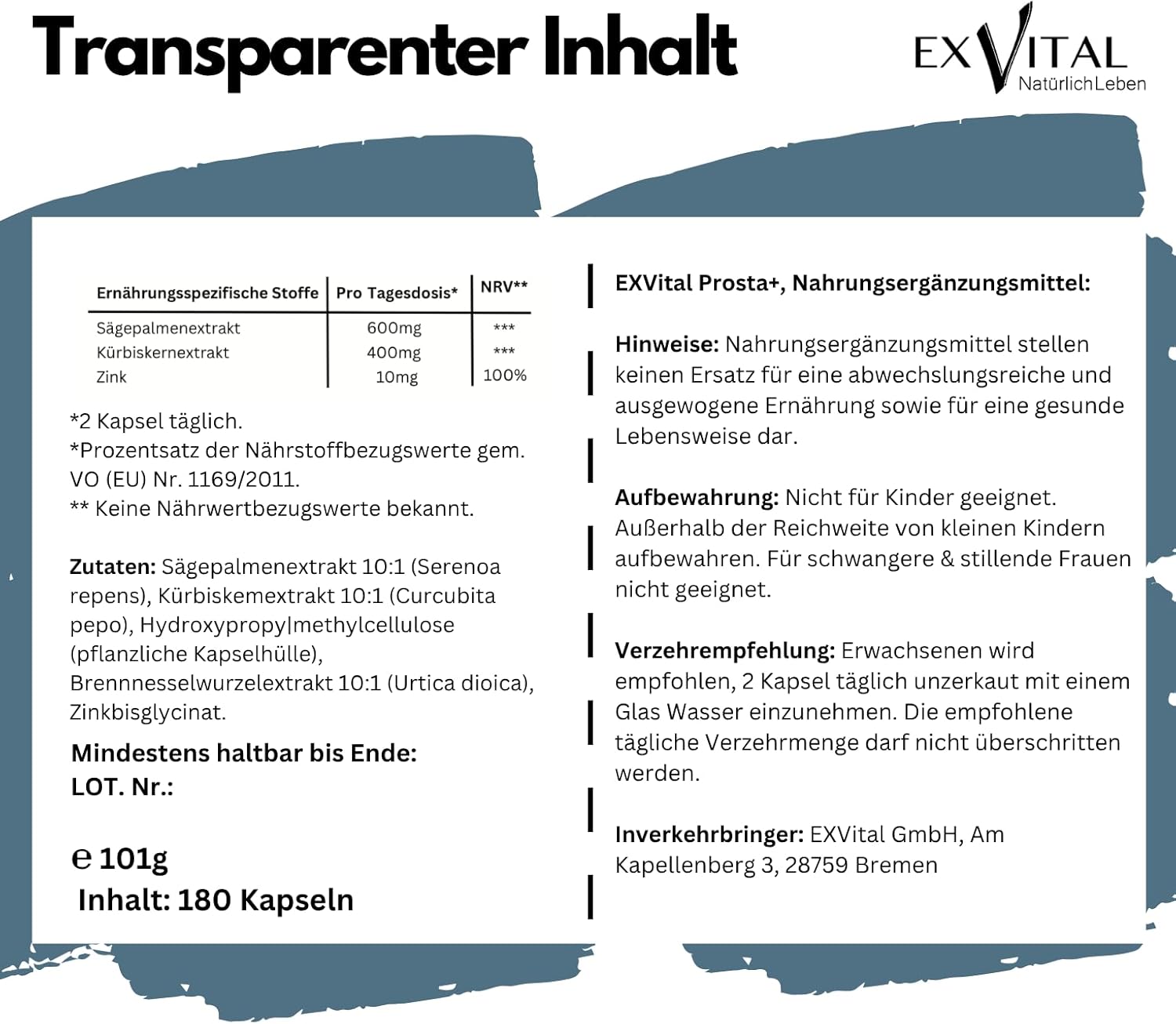 EXVital Männergesundheit Prosta+ capsule prostata 180 pezzi zinco