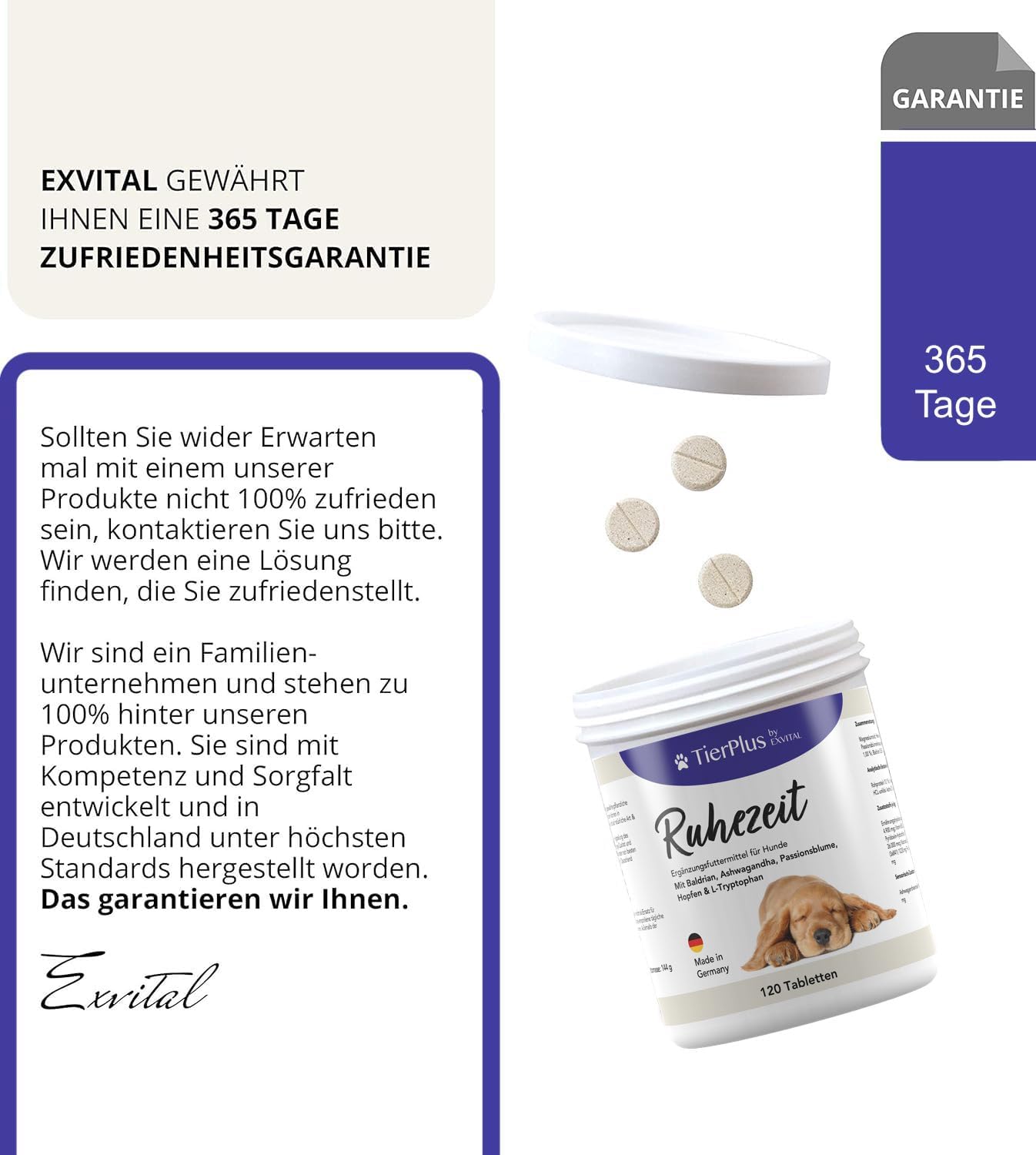 EXVital TierPlus Ruhezeit compresse cani valeriana 120 pezzi