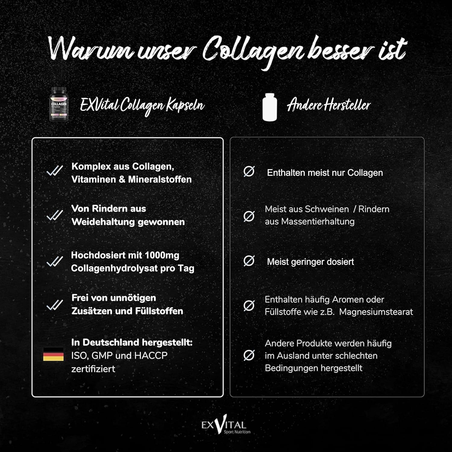 EXVital Kollagen Collagene Acido Ialuronico 120 capsule 1000 mg