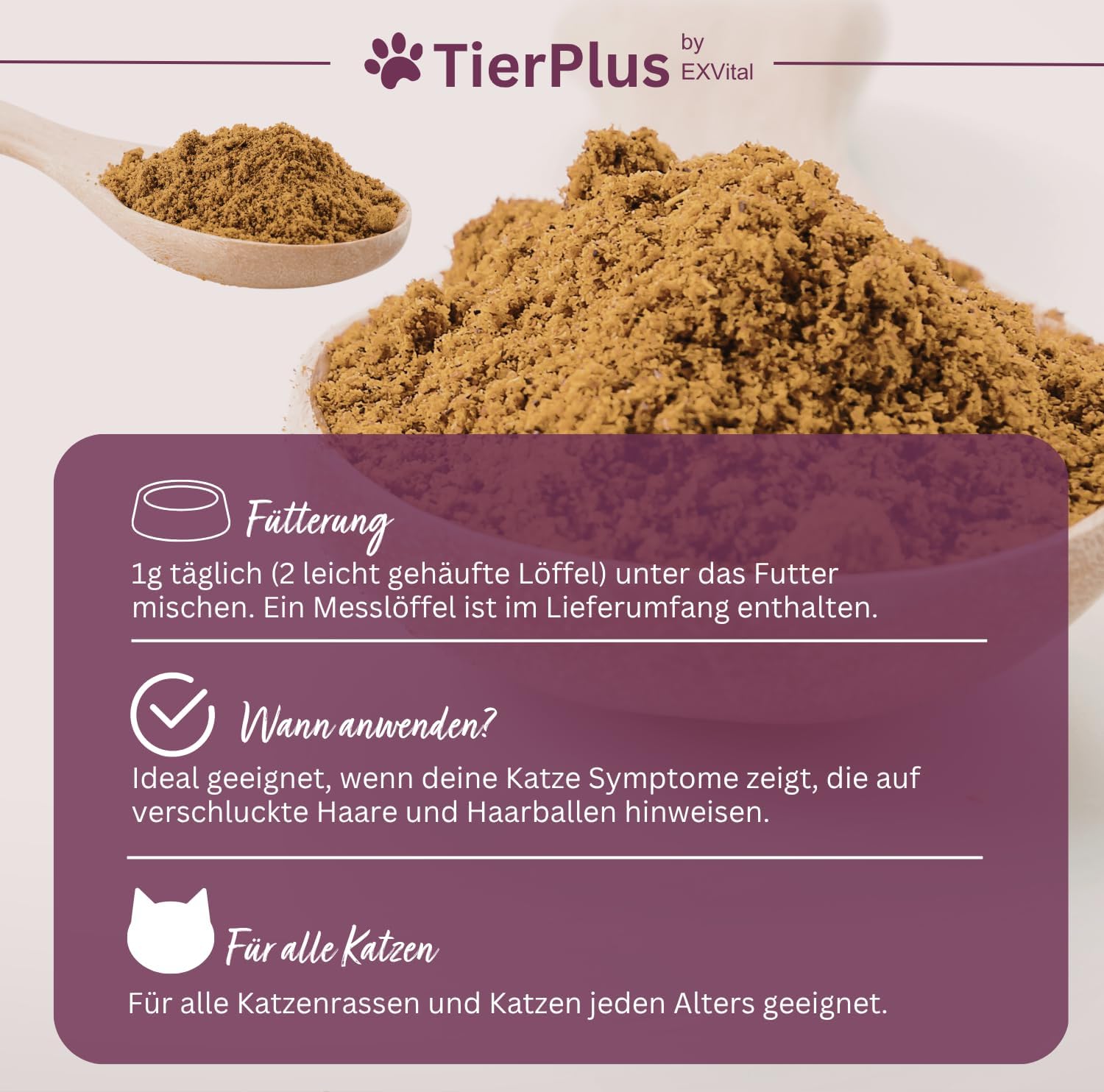 EXVital TierPlus Anti Hairball polvere gatti olio salmone