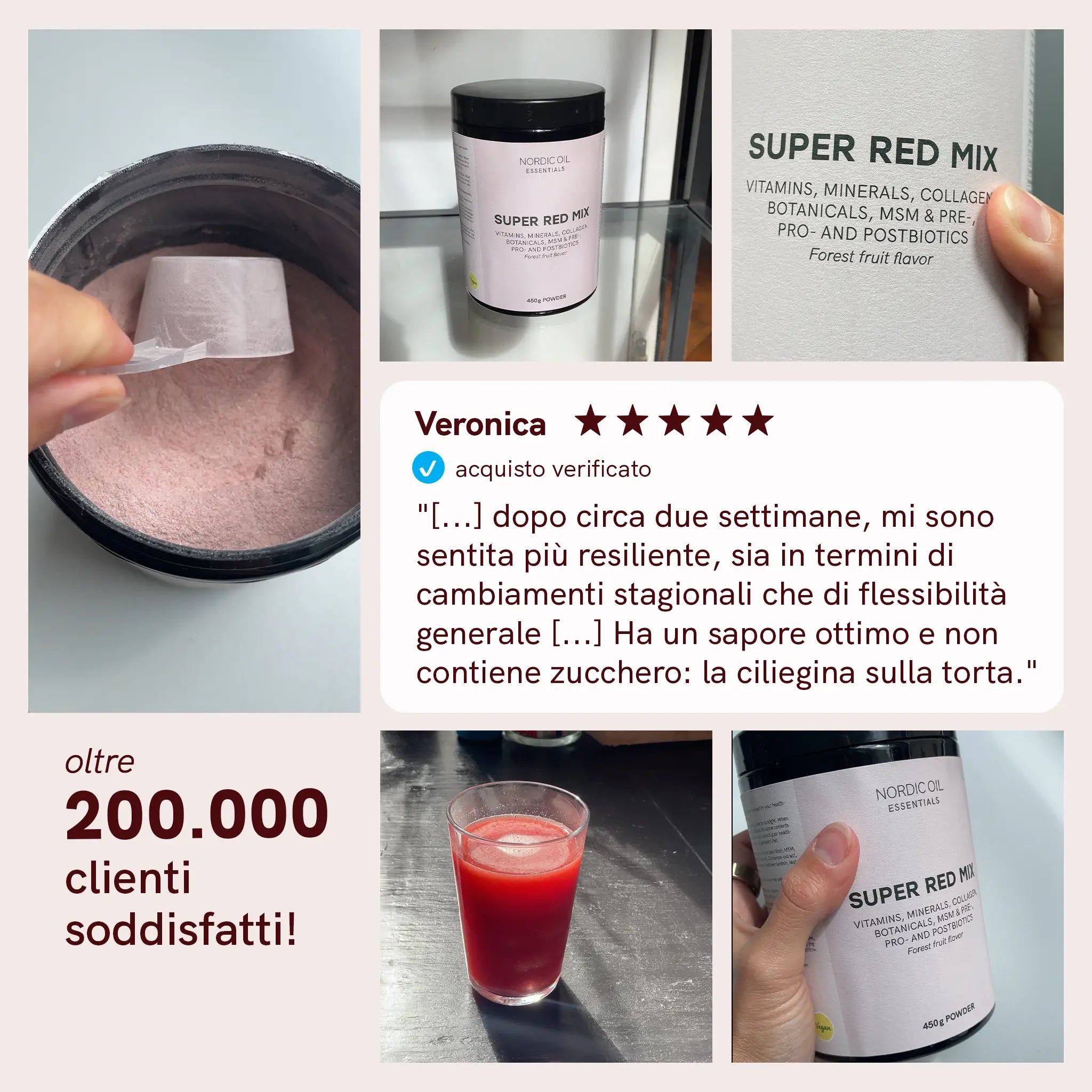 Nordic Oil Super Red Mix collagene vegano 30 porzioni