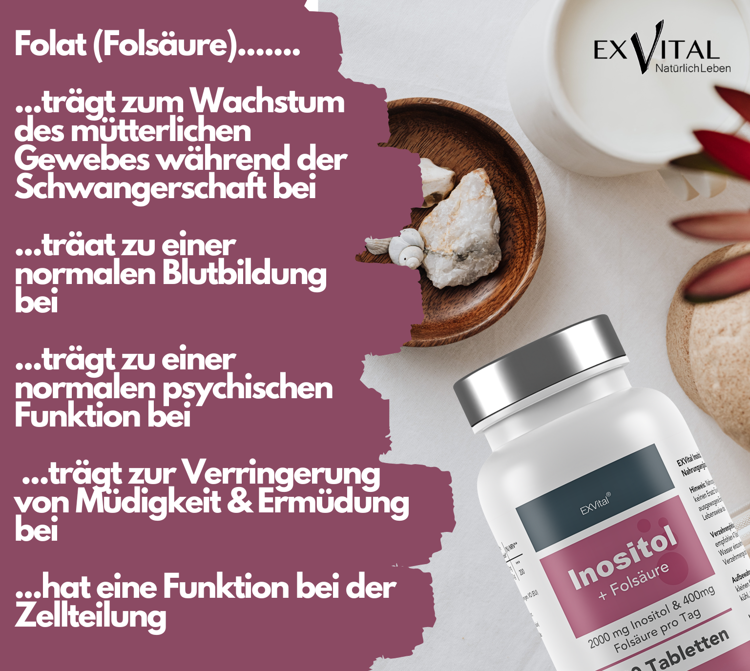 EXVital Frauengesundheit Inositolo con Acido Folico 180 Compresse Vegane
