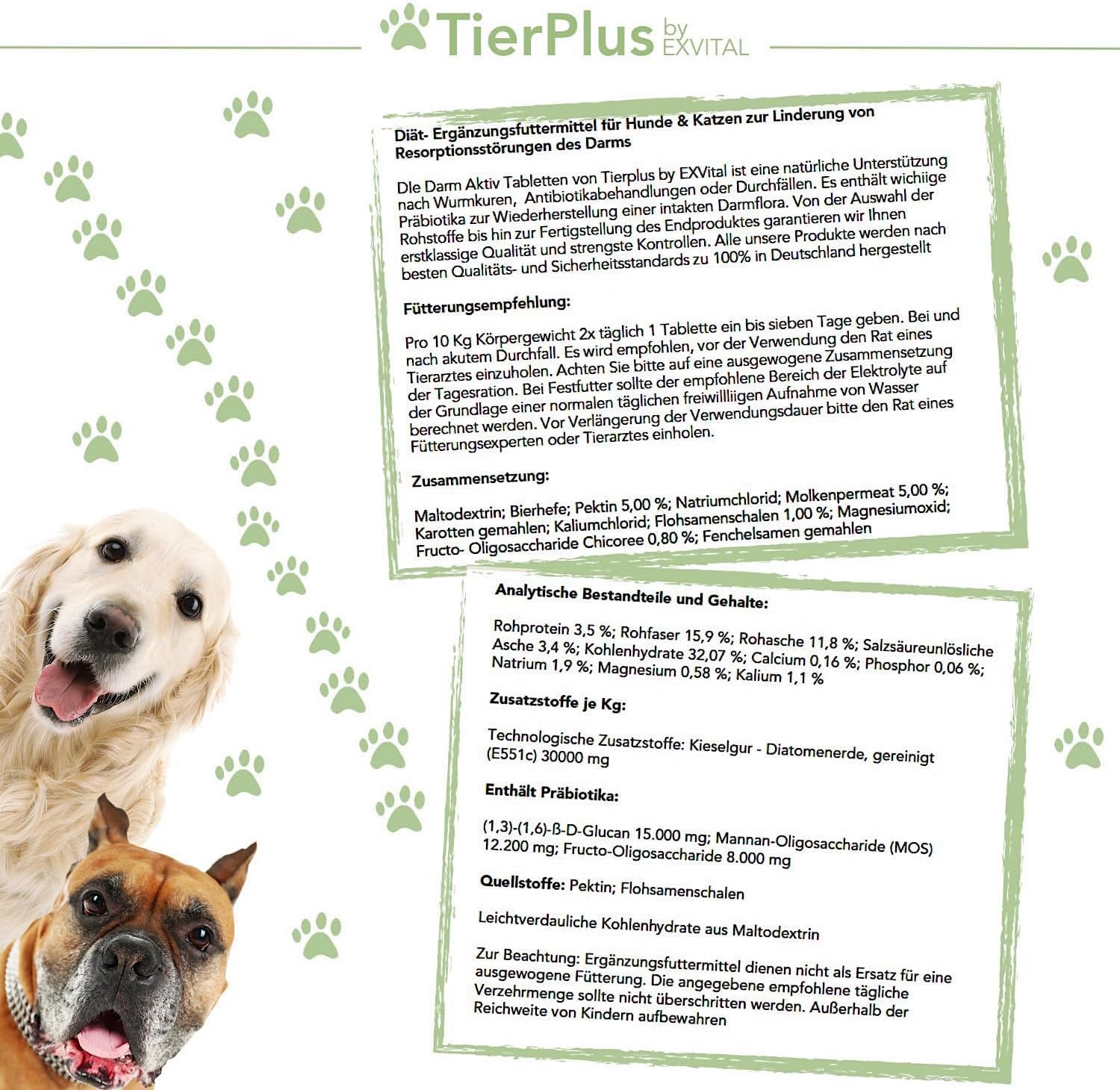 EXVital TierPlus Darm Aktiv cani gatti 120 compresse prebiotici