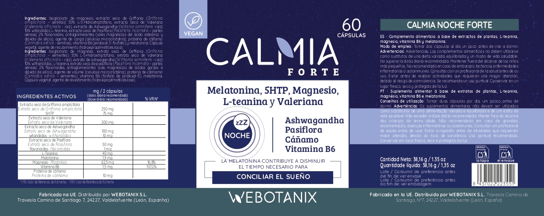 Webotanix Calmia Noche Forte 60 capsule sonno melatonina