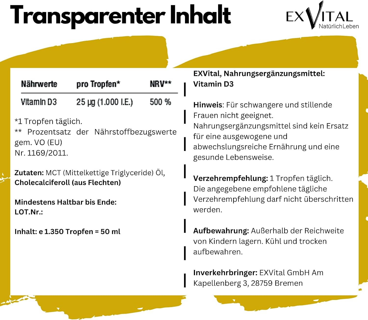 EXVital Immunsystem Vitamina D3 Gocce 50 ml 1000 UI