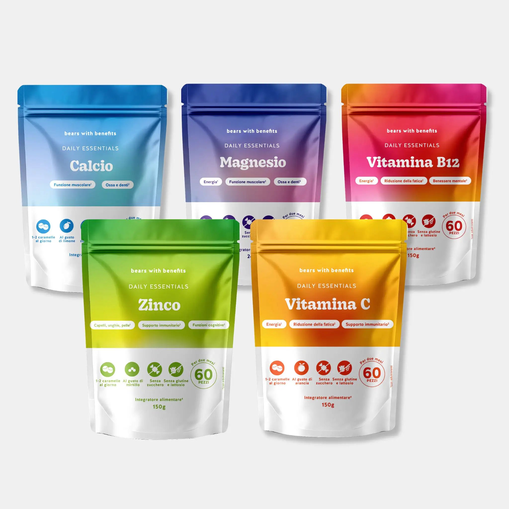 Beauty Bears Benessere Essentials set 5 integratori vegani