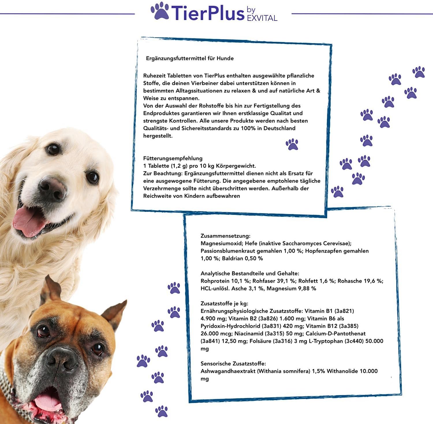 EXVital TierPlus Ruhezeit compresse cani valeriana 120 pezzi