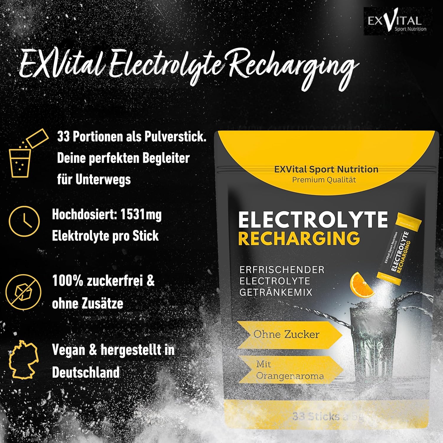 EXVital Sport Elettroliti Polvere 33 Stick Arancia