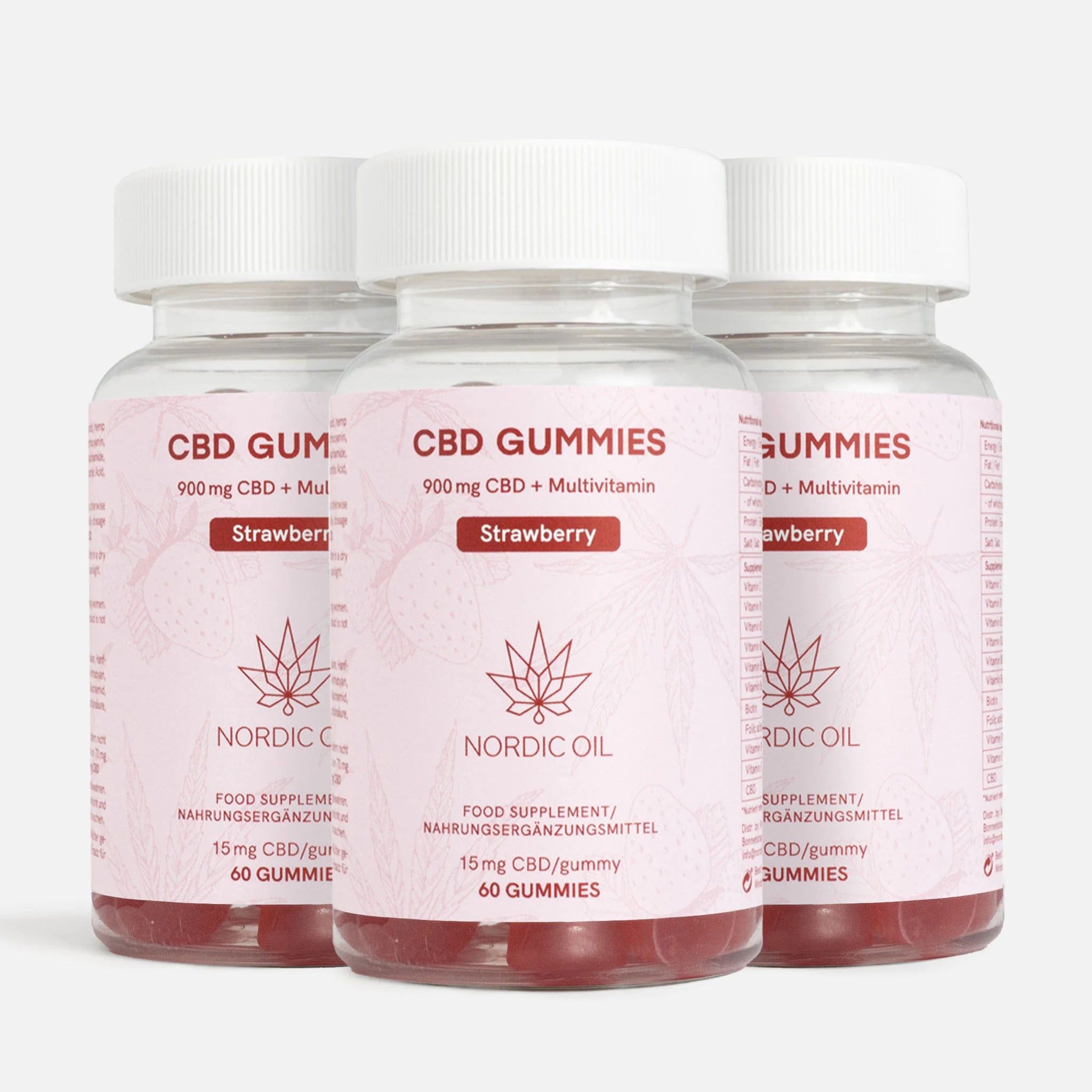Nordic Oil Gummies Gommose CBD 900 mg Fragola 3x60 pezzi