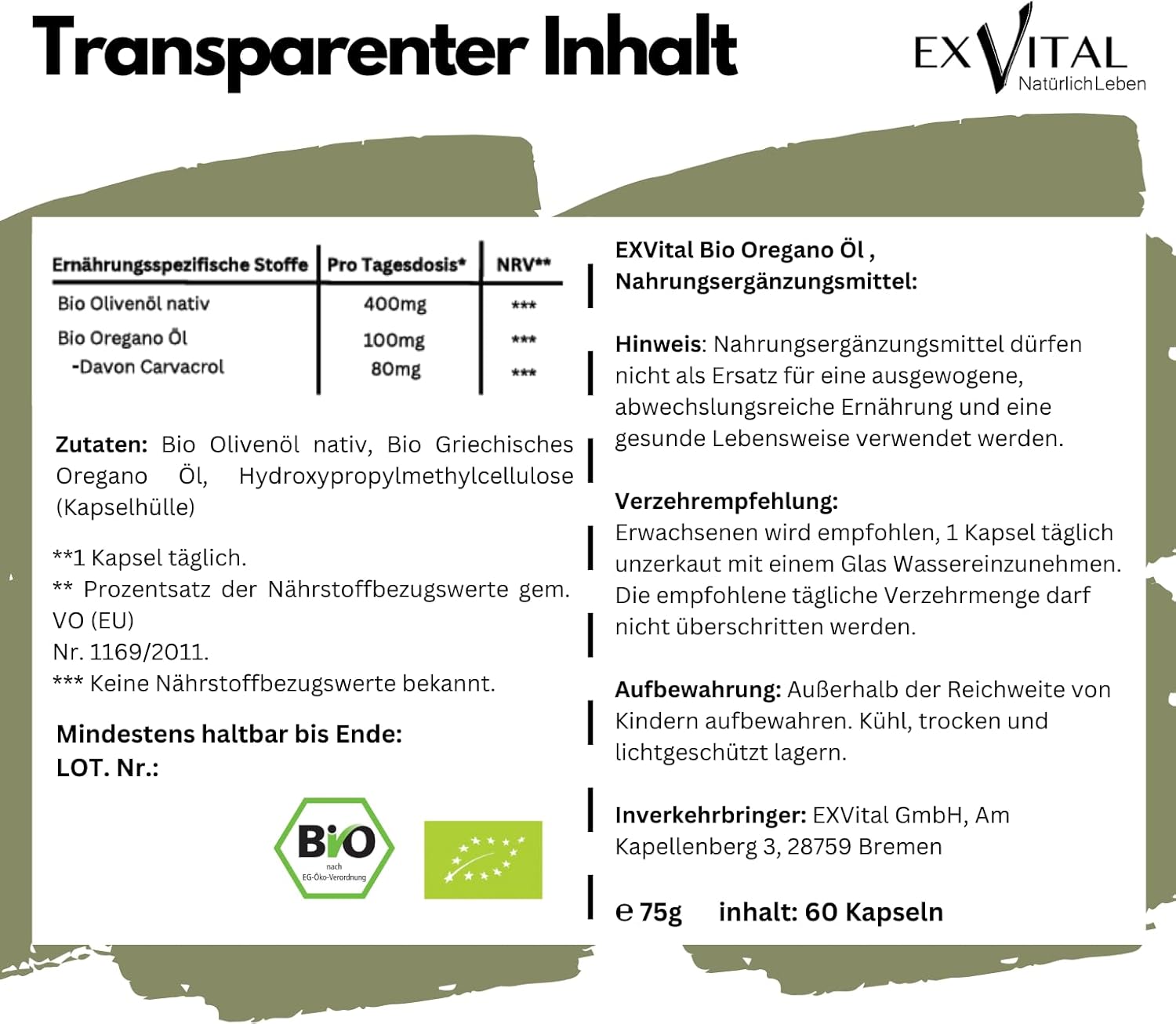 EXVital Bio Olio Origano capsule 60 carvacrolo 80%