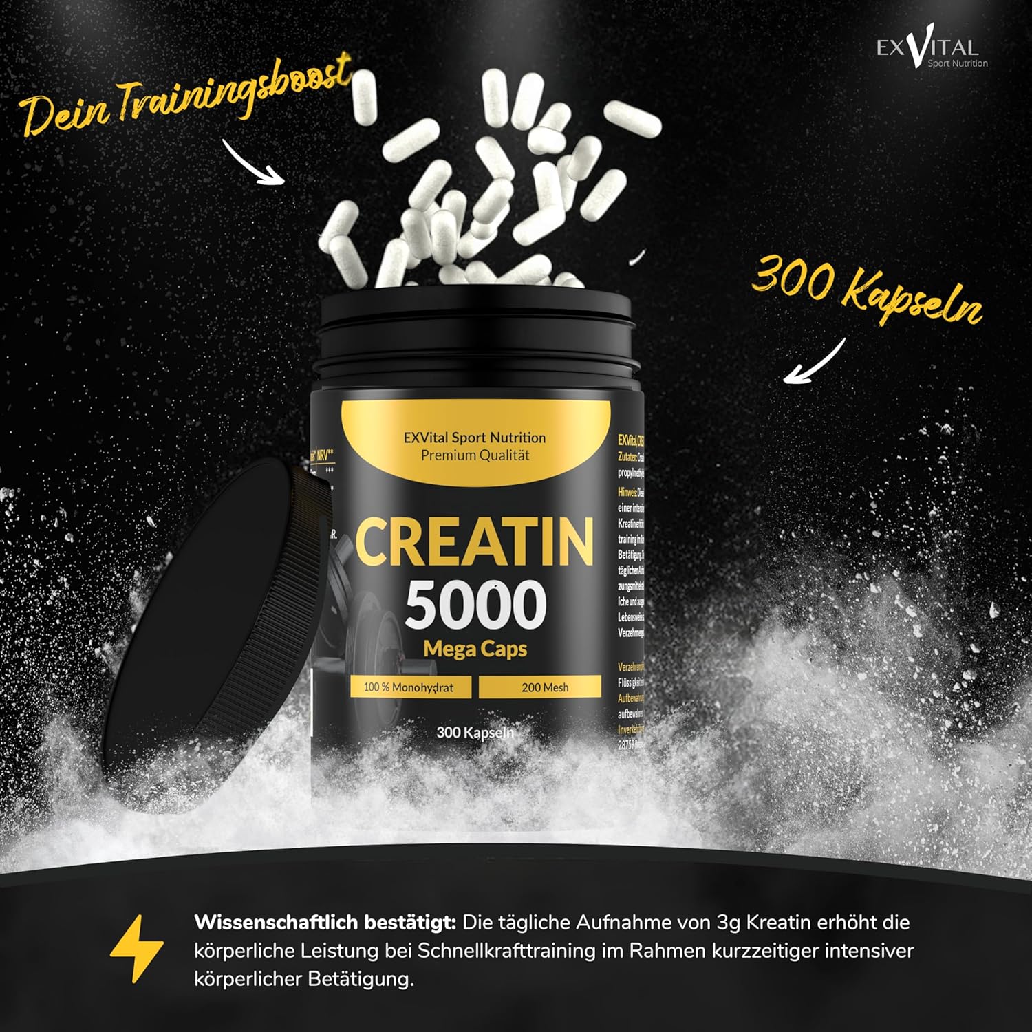 EXVital Sport Creatin 5000 Monohydrat capsule 300 pz prestazione