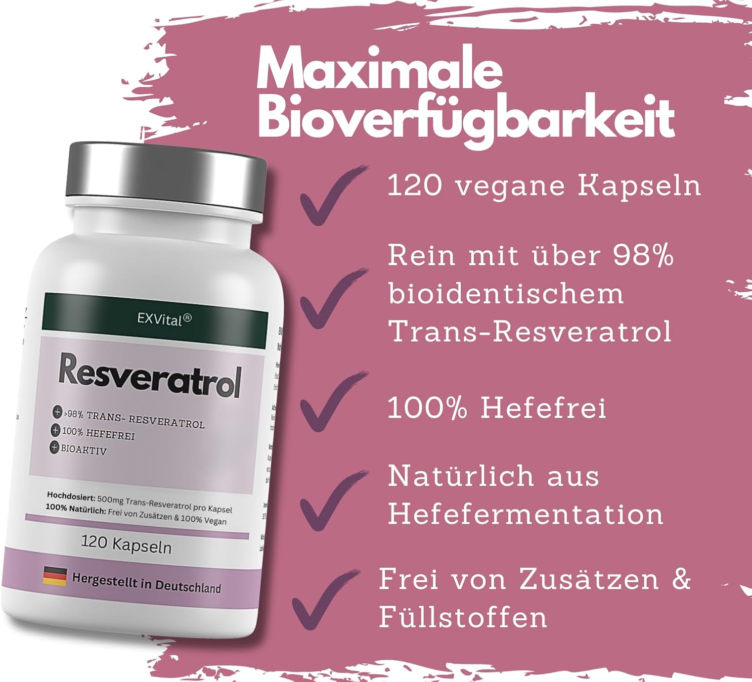 EXVital Beauty Resveratrol 500mg capsule 120 pz vegane