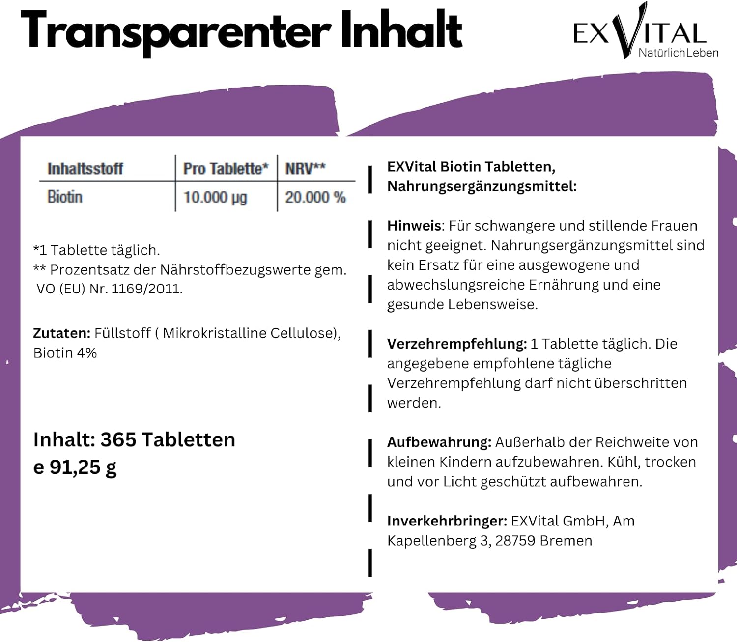 EXVital Haare & Nägel Biotina 365 compresse 10000 mcg