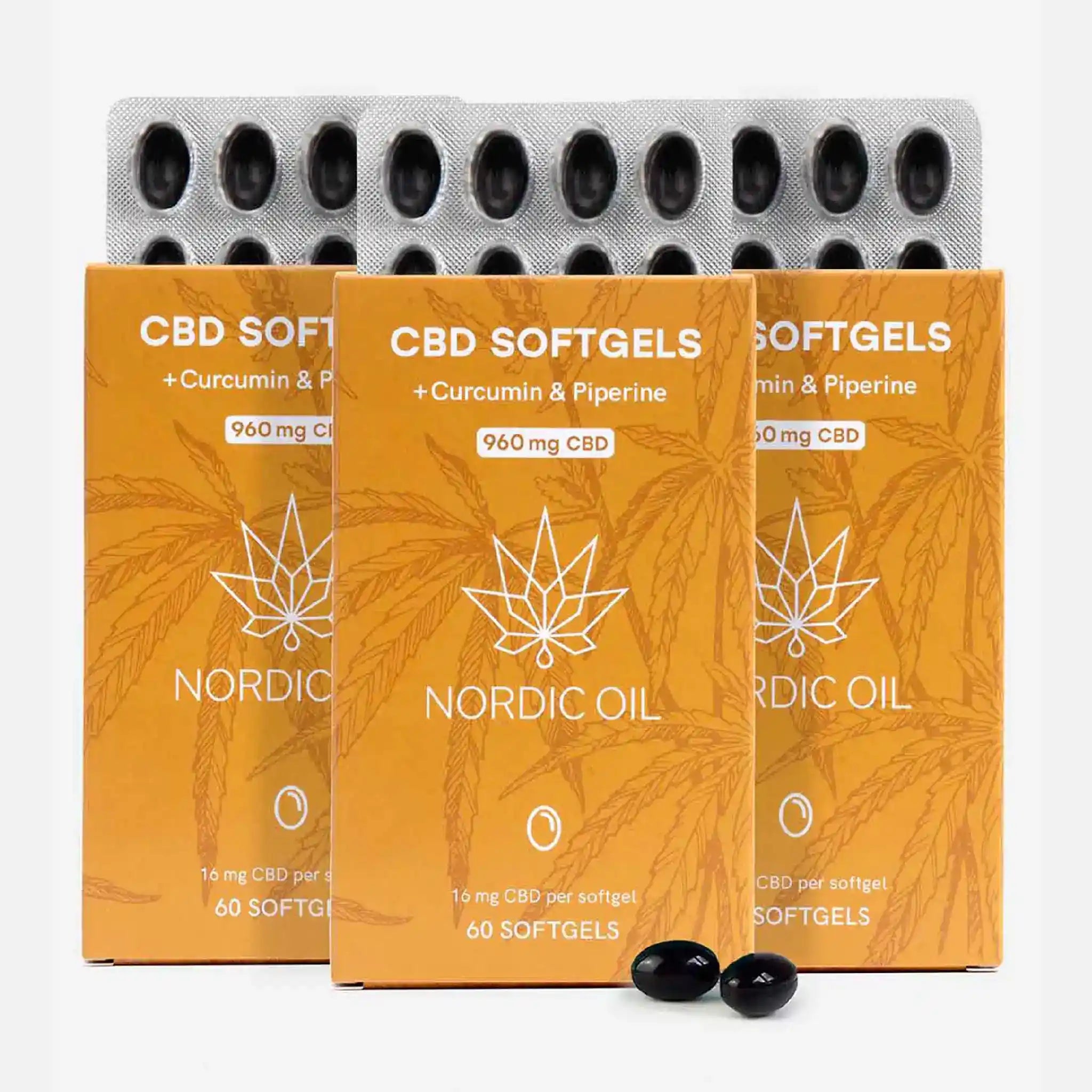 Nordic Oil CBD con Curcumina capsule 960mg 3x2 dosaggio standard