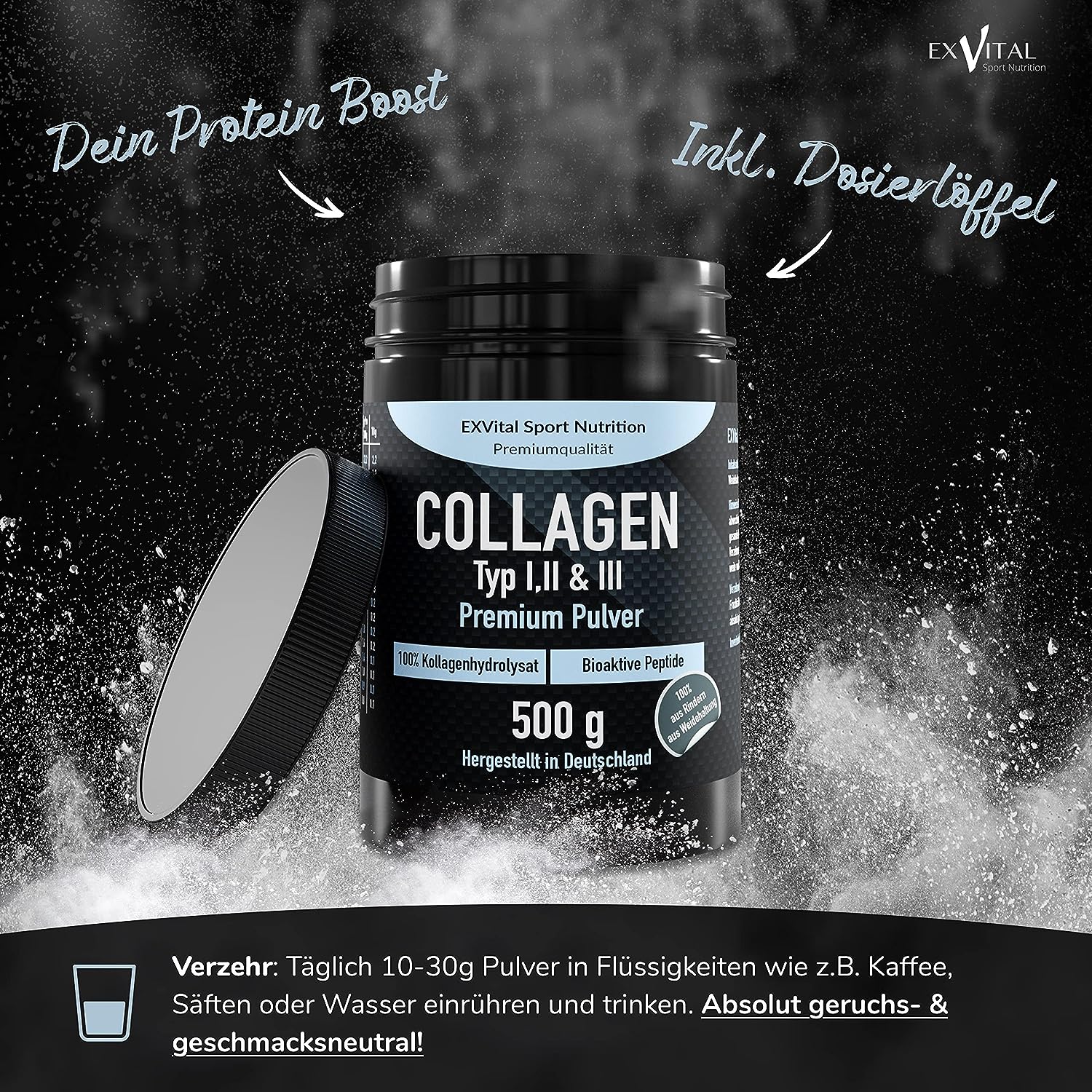 EXVital Kollagen Collagen Pulver polvere 500 g neutro