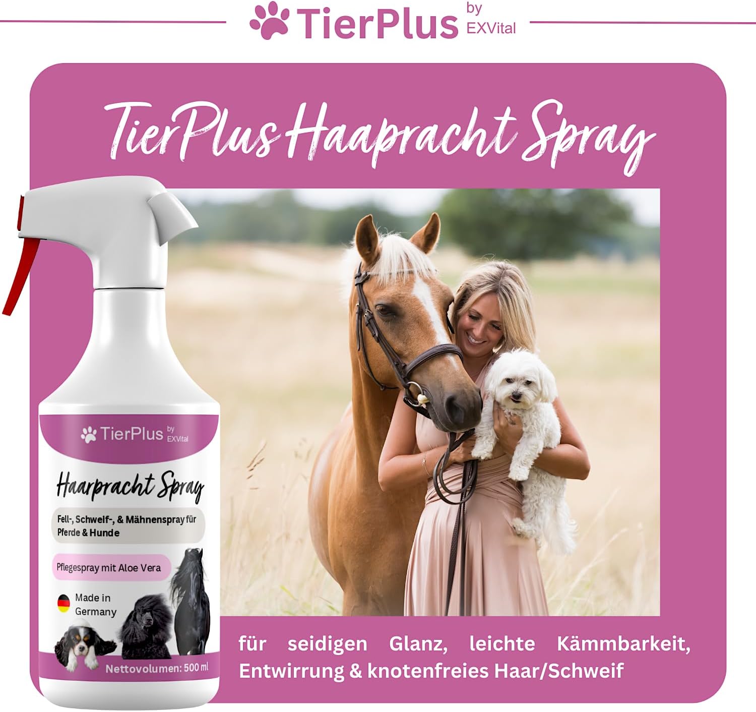 EXVital Haarpracht Spray manto cavalli e cani 500 ml