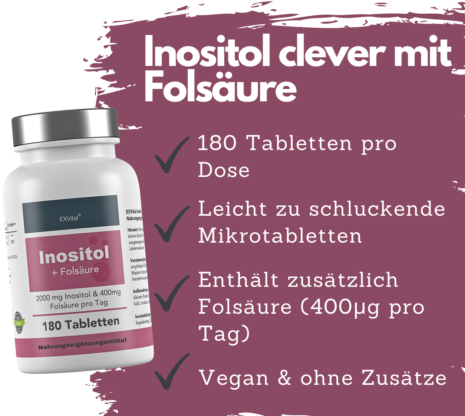 EXVital Frauengesundheit Inositolo con Acido Folico 180 Compresse Vegane