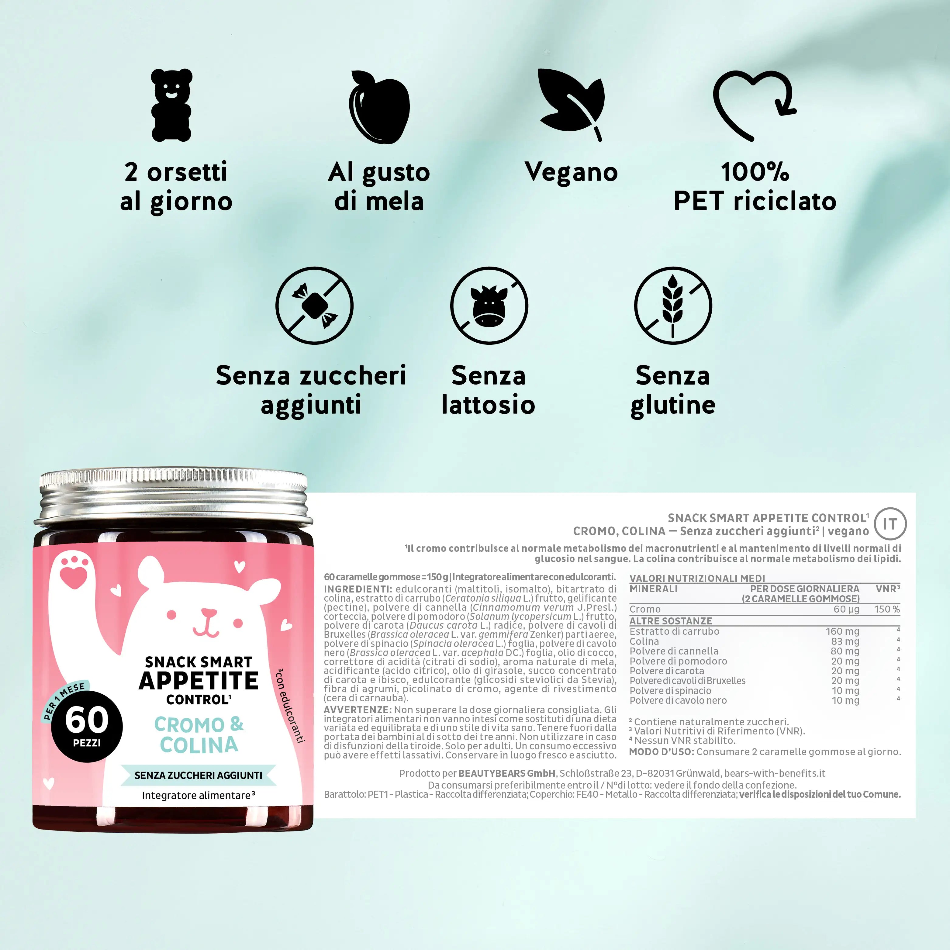 Beauty Bears Snack Smart Appetite orsetti 30 giorni mela cromo