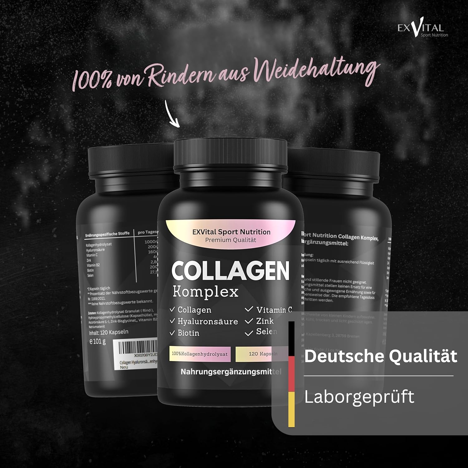 EXVital Kollagen Collagene Acido Ialuronico 120 capsule 1000 mg