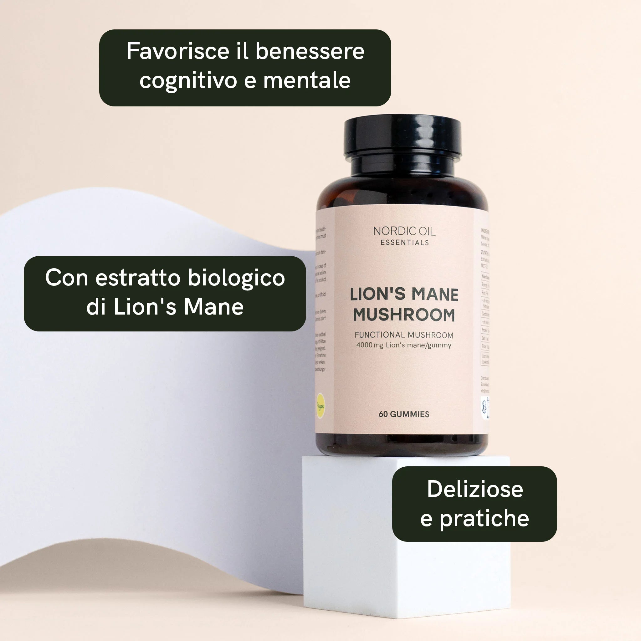 Nordic Oil CBD Gummies Gommose Lion's Mane 60 pezzi vegane